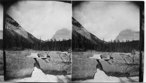 Mount Stephen from Natural Bridge of Kicking Horse River. Field. Canada. Yoho