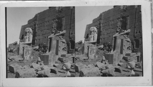 Ruined Statues of Ancient Monarch at the Back of the Eight Pylon at Karnak Egypt