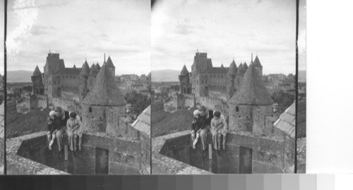 Carcassonne, France. The western towers and ramparts