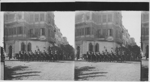 Royal guard of the Khedive, outside the Mosque, Cairo, Egypt