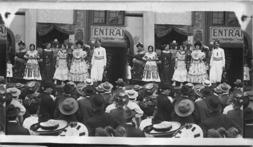 World's Fair. [ different nationalities of women displayed in front of crowds of people]