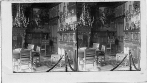 Dinning room furnished in Flemish Style in the Belgium Building. St. Louis World's Fair