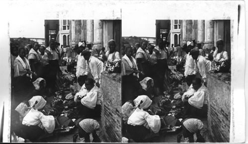 Philippine Islands. Filipino Flower Sellers by the Binondo Church, Manila