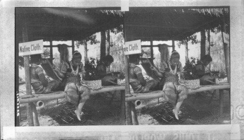 Domestic Arts of the Bagobas women in the Philippine Village. St. Louis World's Fair