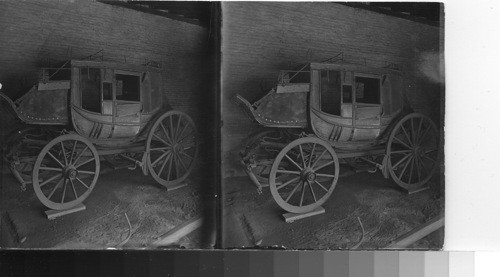 Stage coach [stagecoach] of the Days of '49 at Sutter's Fort, Sacramento, Calif