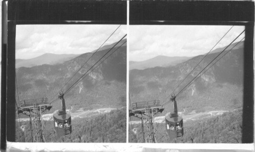 The New Aerial Cableway which lifts Sightseers to the Top of Cannon Mt., White Mts., New Hampshire