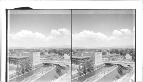 Reno and Truckee River, N.E. from Riverside Hotel, Reno, Nevada