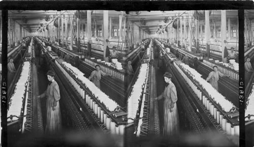 Spinning room 60,000 spindles in the great White Oak Cotton Mills. North Carolina