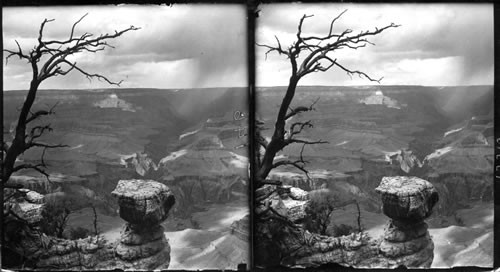 The approaching storm, 20 miles distant in Bright Angel Canyon, Grand Canyon, Arizona