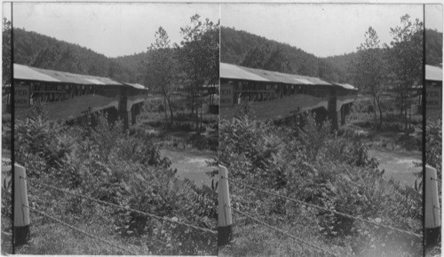 Old covered bridge over the Juanita River. Raystown Branch looking west, Penna