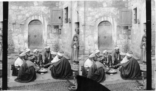 An Oriental Feast - rice and lamb, Beeroth, Palestine