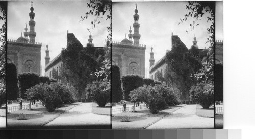 Minarets of the 3 mosques. Sultan Hasan r., the Rifar, l and Muhammed Ali, center. Cairo, Egypt