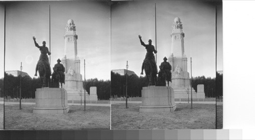 Cervante Memorial Monument, built 1930 - Madrid, Spain. (Don Quixote & Sancho foreground)