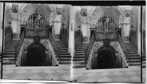 Interior of Church of Annunciation. Nazareth, Palestine