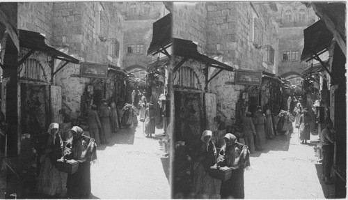 A Bazaar in Jerusalem. Palestine