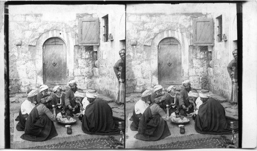 An oriental feast, rice and lamb - Beeroth, Palestine