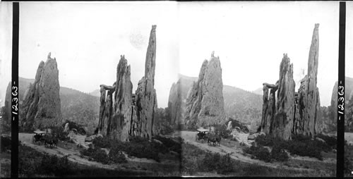 Among the curious rocks formations of the Garden of the Gods