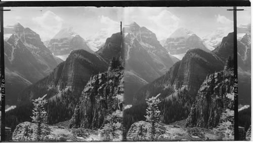 Alpine-like scenery of the Rockies - the Beehives and Mt. Lefroy, Alberta, Canada