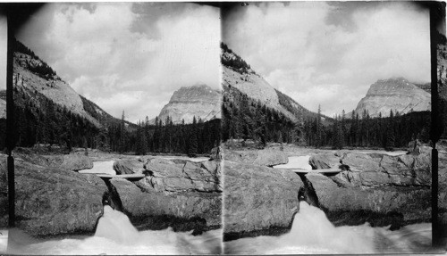 Mount Stephen from National [Natural?] Bridge of Kicking Horse River. Field, Canada. Yoho