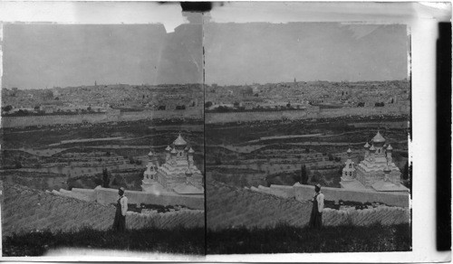 Jerusalem from Mt. of Olives where Jesus wept, Palestine