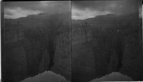 From Observation Point near the lodge looking S.E. in to Bryce Canyon to S.E. rim of canyon