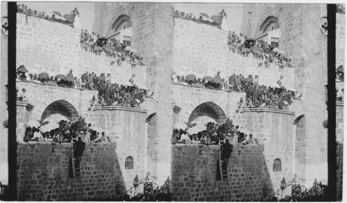 Easter Procession entering Church of Holy Sepulchre - Jerusalem. Palestine