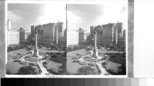 Dewey Monument and Union Square from the St. Francis Hotel, San Francisco, California, 1915