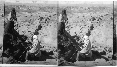 Southwest over Ruined Palaces and temple of First Assyrian Capital - Assur - Mesopotamia