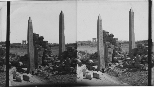 The large Obelisk of Hatasu the small Futmes 1st Karnak, Egypt