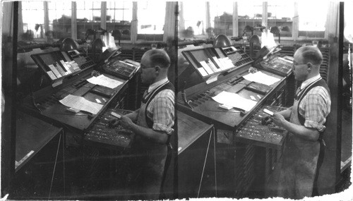 "Hand type setting," types supplied from "Linotype & monotype dept." - "The haddon craftsman," Camden, N.J