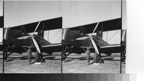 Close up of one of the largest and later bombing plane, the Curtis Condor Bombing Plane, Mather Field, Sacramento, Calif