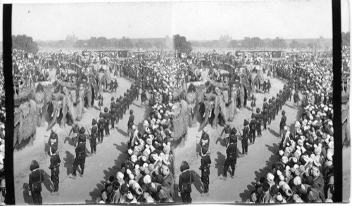 Durbar procession passing Jumma Musjid Delhi India