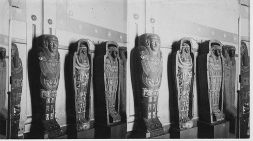 Gallery of Coffins of mummies, Gizeh museum, Cairo, Egypt