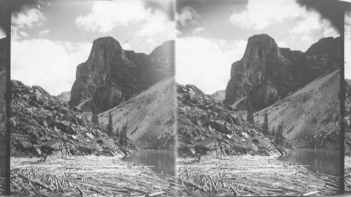 Tower of Babel and Moraine Lake, Valley of Ten Peaks. Canadian Rockies. B.C. [Alberta?] Can. Rocky Mts. Park