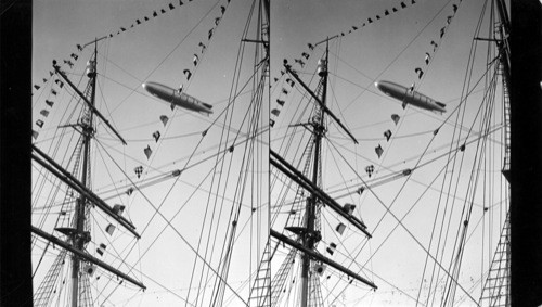 The Macon through the Rigging of the city of New York, Byrd's Antarctic Ship, Century of Progress