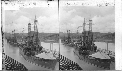 Panama. The passing of the First Battleship (Ohio, Wisconsin, Missouri) through the Canal. [Ohio, Wisconsin, Missouri] CJK