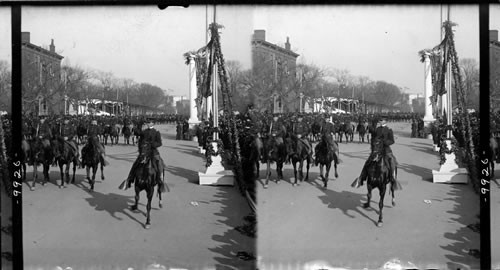 The Inaugural parade in the "Court of History" opposite the White House Grounds. Inauguration of Theodore Roosevelt, Washington, March 4, 1905