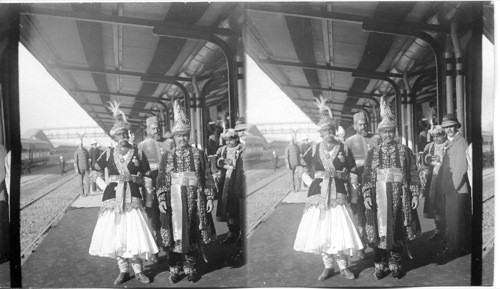 The Talakdars of Audh gathered at Railway Station to welcome T.R.H. Tenth Royal Hussars Lucknow - India