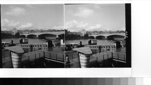 London: the Thames river from the royal festival hall, looking toward the new waterloo bridge which replaced the old span just before world war II [2]. modern business buildings have risen along Victoria embankment on the opposite shore