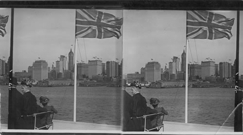 Some of New York's great skyscrapers from a steamer in the North River. New York