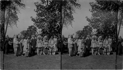 Admiral L.P. McNulton & wife and Indian Chiefs at the Naval Academy. Fair of the Iron Horse