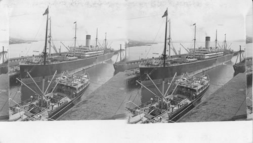 Washington State. Seattle (distance) and Harbor from Great Northern Docks