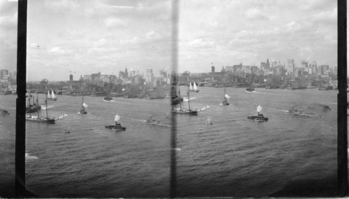 New York City from the Harbor showing the great skyscrapers