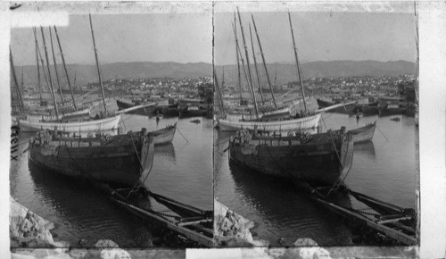 Beyrout, the prosperous Christain Seaport, N.E. from Harbor toward Lebanon Mts