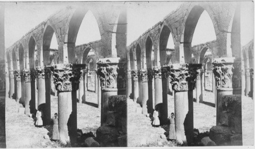 Sections of ancient pillars misused by Arabian Architecture - Mosque of St. John. Baalbek, Syria