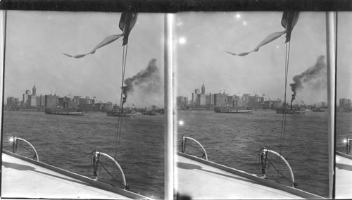 The Skyline from a Steamer in North River. New York City. N.Y