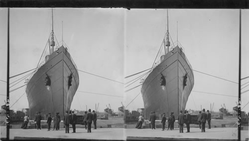 Bow view of S.S. Lusitania, New York