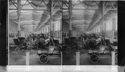 Automobile exhibit, Transportation Bldg., St. Louis