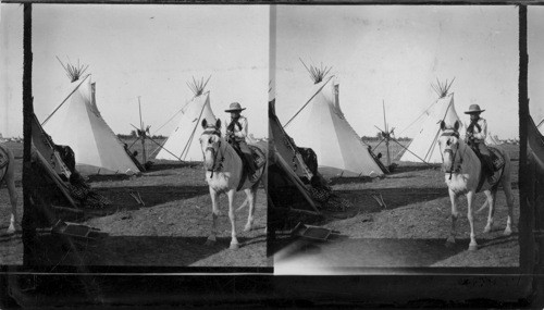 Young School Boys with Heavily Beaded Waist Coats and Saddle Blankets. Fort Belknap Reservation, Mont., July, 1906