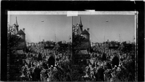 From the Alpine Gardens, N. along the Midway, to the City of Paris, A. and P. Open Air Theatre, Belgian Village showing, A Century of Progress, Chicago, 1933